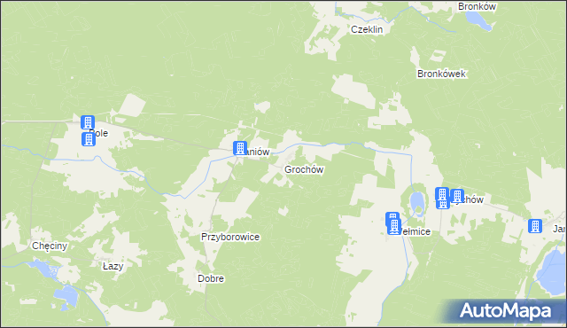 mapa Grochów gmina Gubin, Grochów gmina Gubin na mapie Targeo