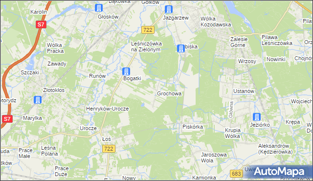 mapa Grochowa gmina Piaseczno, Grochowa gmina Piaseczno na mapie Targeo