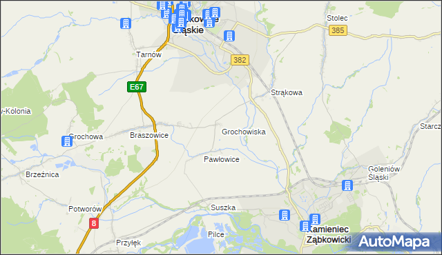 mapa Grochowiska gmina Ząbkowice Śląskie, Grochowiska gmina Ząbkowice Śląskie na mapie Targeo