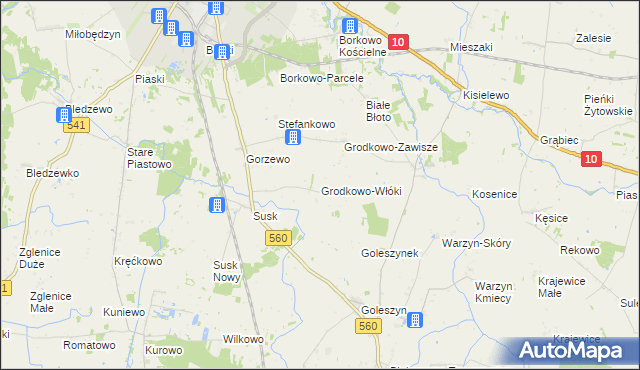 mapa Grodkowo-Włóki, Grodkowo-Włóki na mapie Targeo