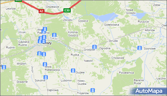 mapa Grodzisk gmina Mrozy, Grodzisk gmina Mrozy na mapie Targeo