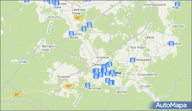 mapa Grodzisk gmina Narewka, Grodzisk gmina Narewka na mapie Targeo