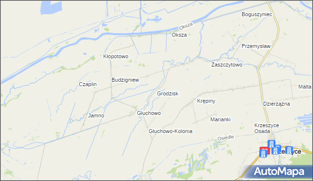 mapa Grodzisk gmina Słońsk, Grodzisk gmina Słońsk na mapie Targeo