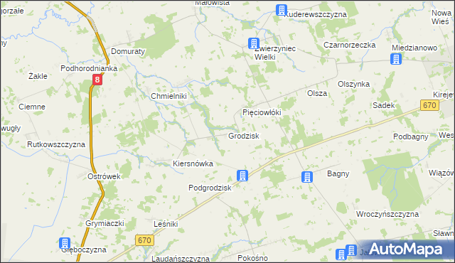 mapa Grodzisk gmina Suchowola, Grodzisk gmina Suchowola na mapie Targeo