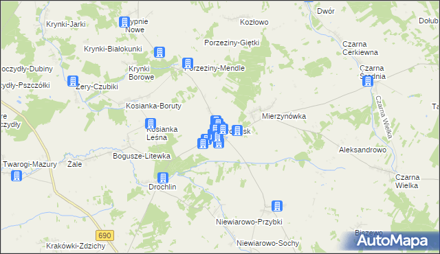 mapa Grodzisk powiat siemiatycki, Grodzisk powiat siemiatycki na mapie Targeo