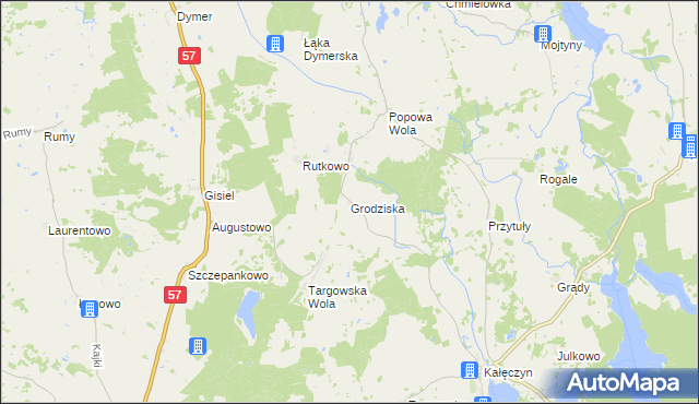 mapa Grodziska gmina Dźwierzuty, Grodziska gmina Dźwierzuty na mapie Targeo