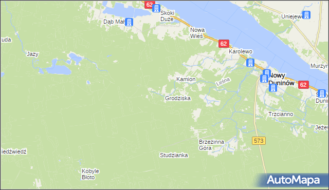 mapa Grodziska gmina Nowy Duninów, Grodziska gmina Nowy Duninów na mapie Targeo