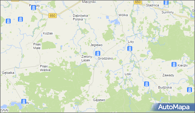 mapa Grodzisko gmina Banie Mazurskie, Grodzisko gmina Banie Mazurskie na mapie Targeo