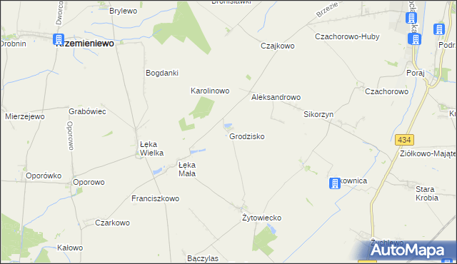 mapa Grodzisko gmina Poniec, Grodzisko gmina Poniec na mapie Targeo