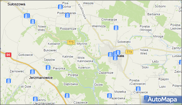 mapa Grodzisko gmina Skała, Grodzisko gmina Skała na mapie Targeo