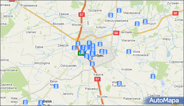 mapa Grójec, Grójec na mapie Targeo