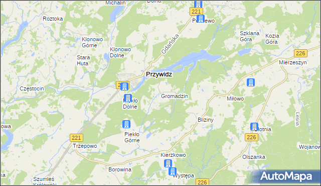mapa Gromadzin gmina Przywidz, Gromadzin gmina Przywidz na mapie Targeo