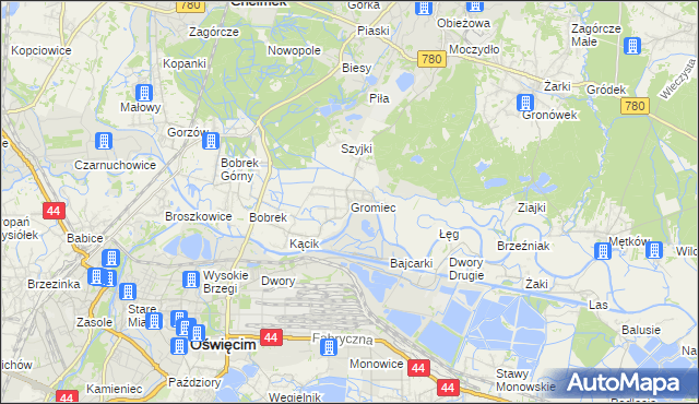 mapa Gromiec, Gromiec na mapie Targeo