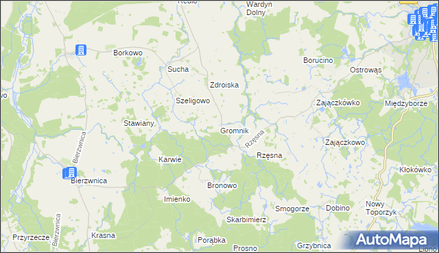 mapa Gromnik gmina Połczyn-Zdrój, Gromnik gmina Połczyn-Zdrój na mapie Targeo