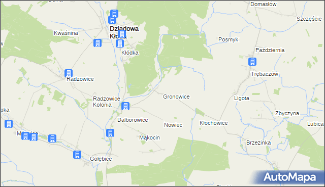 mapa Gronowice gmina Dziadowa Kłoda, Gronowice gmina Dziadowa Kłoda na mapie Targeo