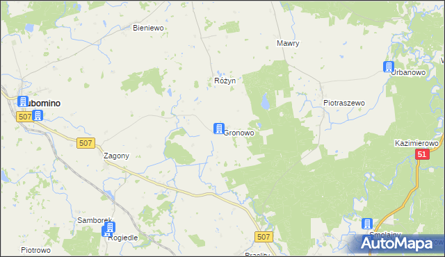 mapa Gronowo gmina Lubomino, Gronowo gmina Lubomino na mapie Targeo