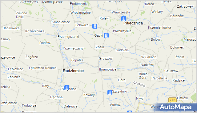 mapa Gruszów gmina Pałecznica, Gruszów gmina Pałecznica na mapie Targeo