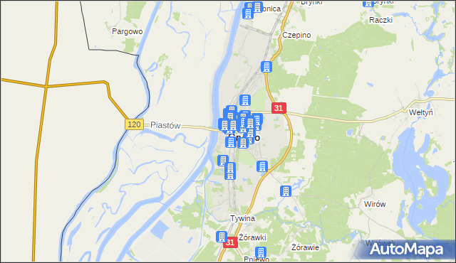 mapa Gryfino, Gryfino na mapie Targeo