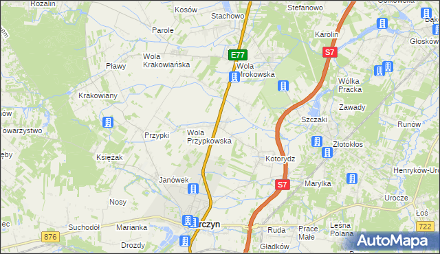 mapa Grzędy gmina Tarczyn, Grzędy gmina Tarczyn na mapie Targeo