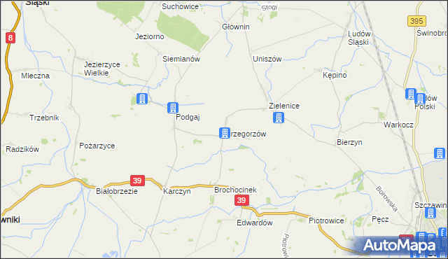 mapa Grzegorzów gmina Kondratowice, Grzegorzów gmina Kondratowice na mapie Targeo