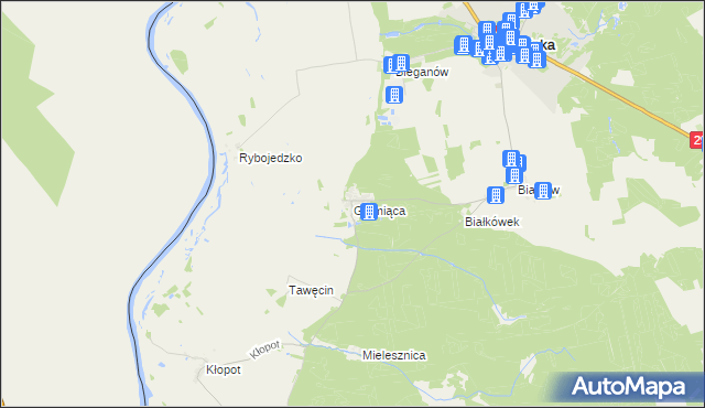 mapa Grzmiąca gmina Cybinka, Grzmiąca gmina Cybinka na mapie Targeo