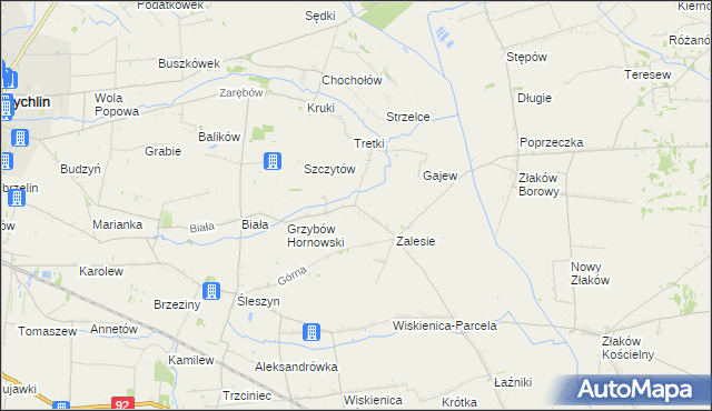 mapa Grzybów Dolny, Grzybów Dolny na mapie Targeo