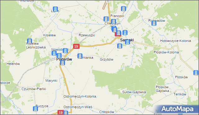 mapa Grzybów gmina Sarnaki, Grzybów gmina Sarnaki na mapie Targeo