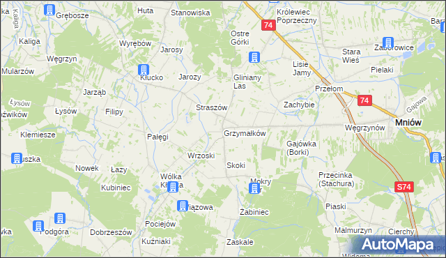 mapa Grzymałków, Grzymałków na mapie Targeo