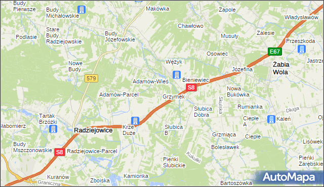 mapa Grzymek, Grzymek na mapie Targeo