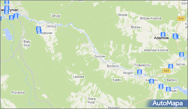 mapa Guciów, Guciów na mapie Targeo