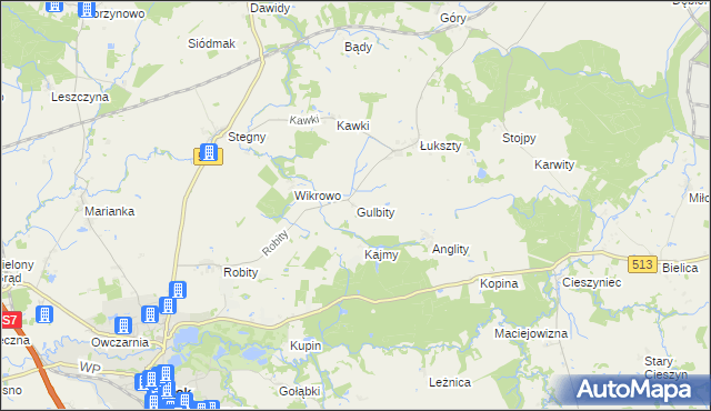 mapa Gulbity gmina Pasłęk, Gulbity gmina Pasłęk na mapie Targeo