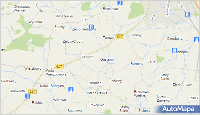 mapa Gustawin, Gustawin na mapie Targeo