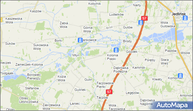 mapa Gustawów gmina Zakrzew, Gustawów gmina Zakrzew na mapie Targeo