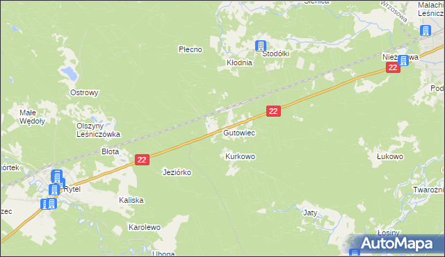 mapa Gutowiec, Gutowiec na mapie Targeo