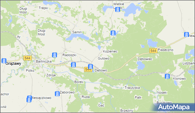 mapa Gutowo gmina Bartniczka, Gutowo gmina Bartniczka na mapie Targeo