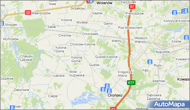 mapa Guzów-Kolonia, Guzów-Kolonia na mapie Targeo