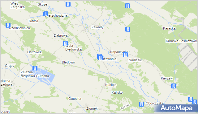 mapa Guzowatka gmina Baranowo, Guzowatka gmina Baranowo na mapie Targeo