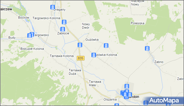 mapa Guzówka-Kolonia, Guzówka-Kolonia na mapie Targeo