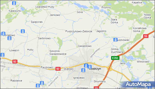 mapa Gwiazdowo gmina Kostrzyn, Gwiazdowo gmina Kostrzyn na mapie Targeo