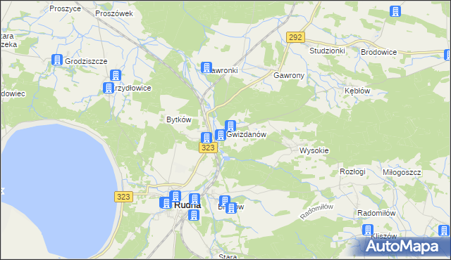 mapa Gwizdanów, Gwizdanów na mapie Targeo