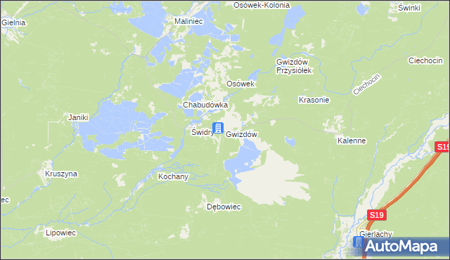 mapa Gwizdów gmina Modliborzyce, Gwizdów gmina Modliborzyce na mapie Targeo