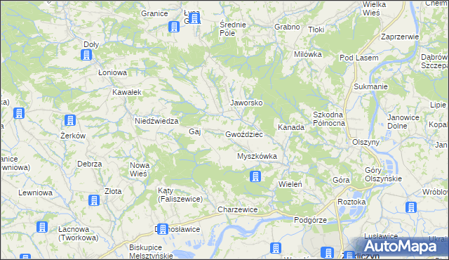 mapa Gwoździec gmina Zakliczyn, Gwoździec gmina Zakliczyn na mapie Targeo