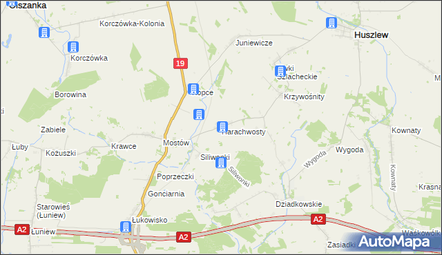 mapa Harachwosty, Harachwosty na mapie Targeo