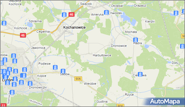 mapa Harbułtowice, Harbułtowice na mapie Targeo