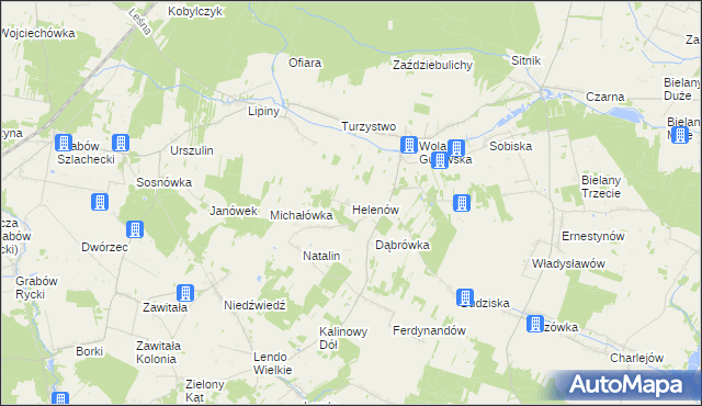 mapa Helenów gmina Adamów, Helenów gmina Adamów na mapie Targeo