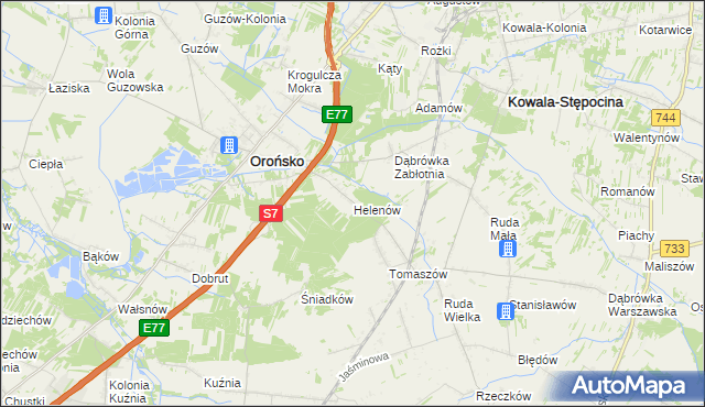 mapa Helenów gmina Orońsko, Helenów gmina Orońsko na mapie Targeo