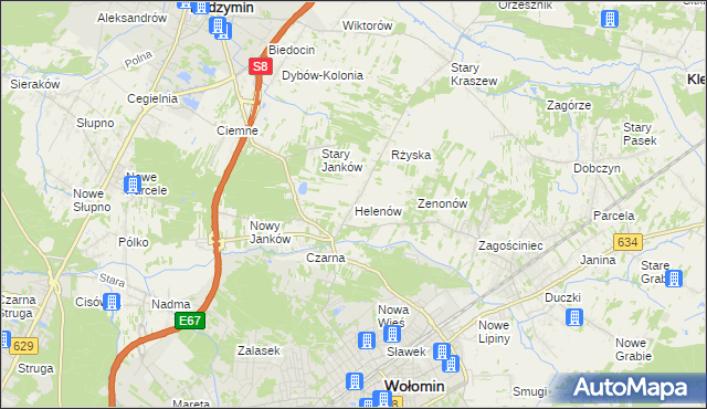 mapa Helenów gmina Wołomin, Helenów gmina Wołomin na mapie Targeo