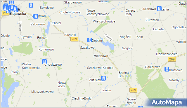 mapa Helenowo gmina Izbica Kujawska, Helenowo gmina Izbica Kujawska na mapie Targeo