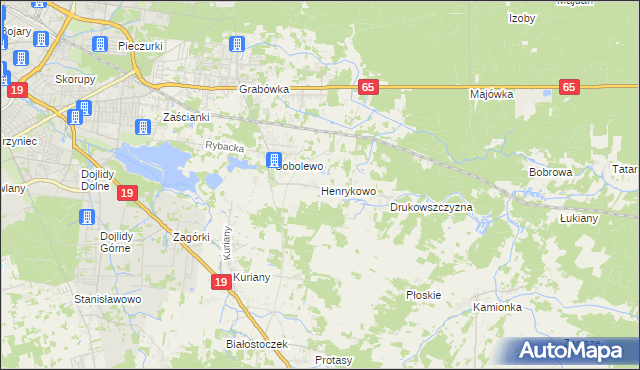 mapa Henrykowo gmina Supraśl, Henrykowo gmina Supraśl na mapie Targeo