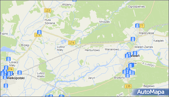 mapa Herburtowo, Herburtowo na mapie Targeo